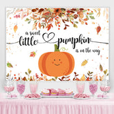 Lofaris Little Pumpkin And Yellow Leaves Baby Shower Backdrop